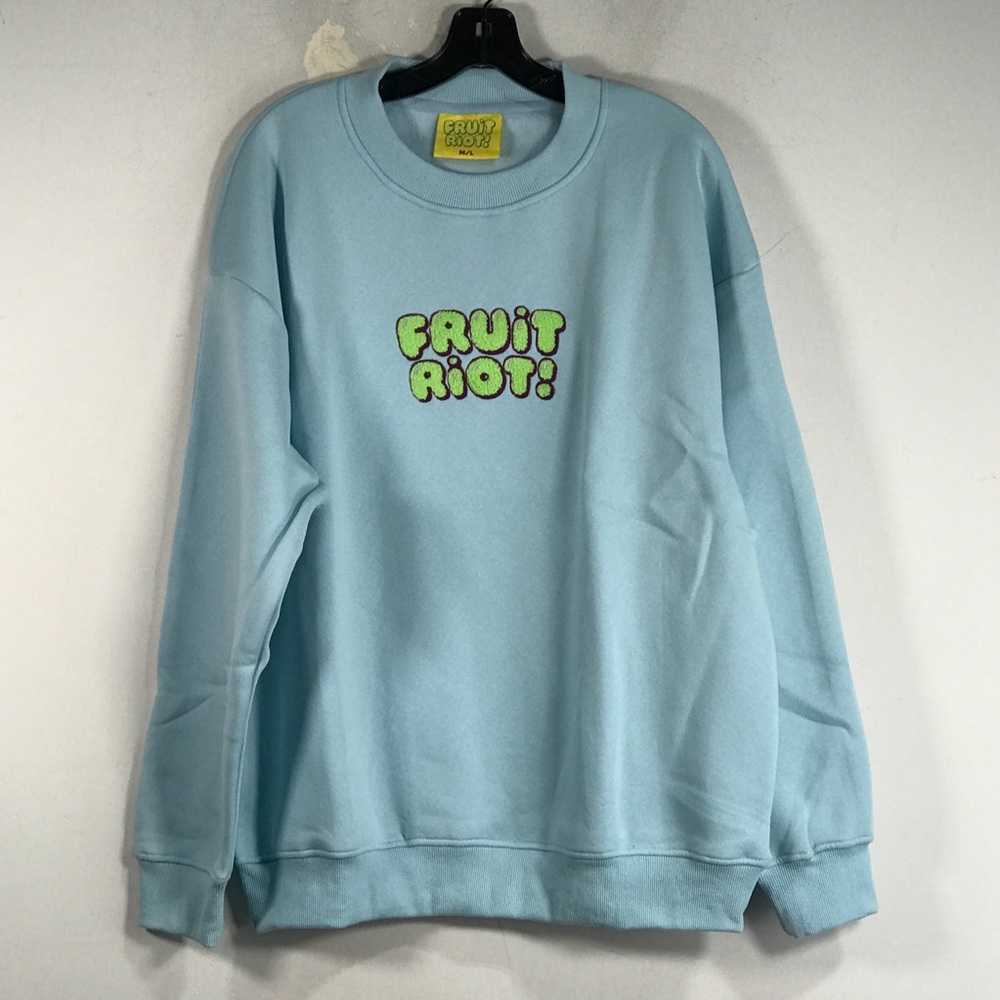 Fruit Riot "What The Fruit?!" Pullover Sweatshirt, Unisex Adult M/L - Blue